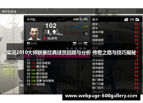 实况2010大师联赛经典球员回顾与分析 传奇之路与技巧揭秘